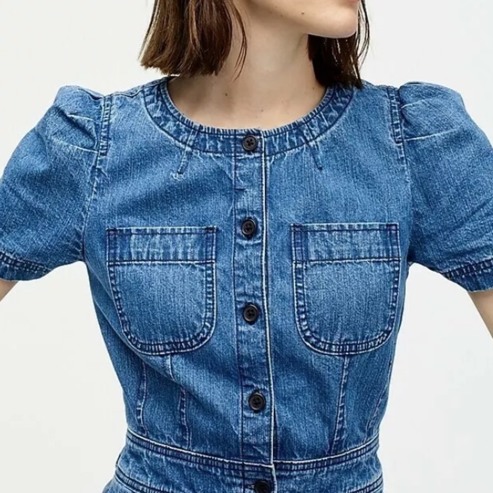 J Crew NEW Denim Blue Jeans Utility Jumpsuit crop